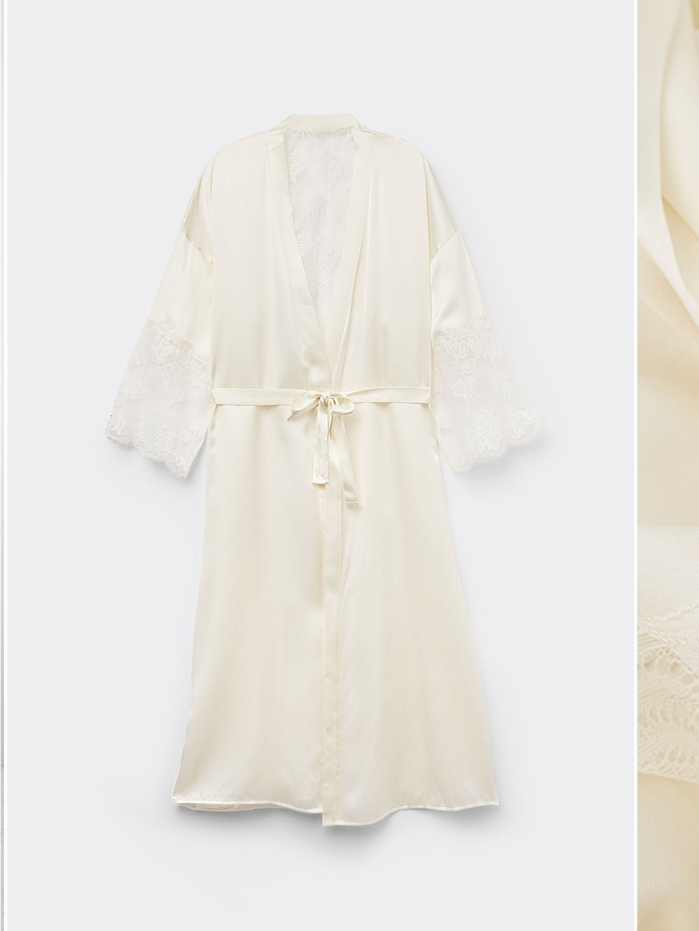 Intimissimi Silk Set 4 pcs - Robe, tank top, pants and panties Lace Trim - Cream - Picture 10 of 16